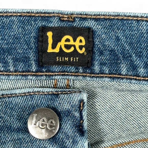 Lee Jeans Mens 31x33 Blue Slim Fit Stretch Straight Medium Wash Denim Y2K - Picture 5 of 10